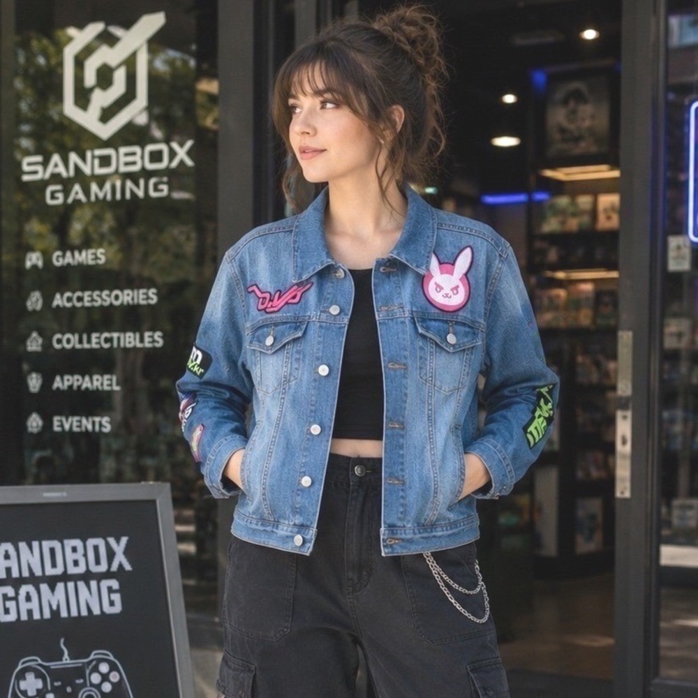 Her Universe Overwatch D.Va Denim Jacket Gamer Anime Cosplay Small